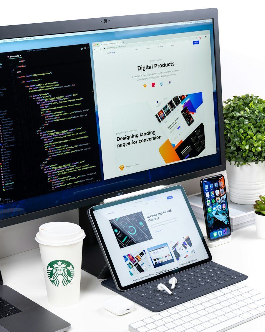 Responsive website design displayed on a desktop computer