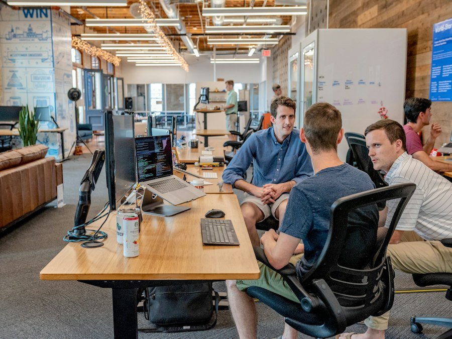 Team reviewing a professional business presentation